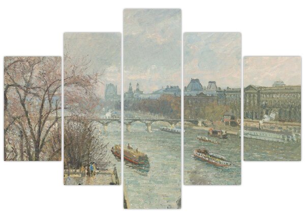 Tablou - Camille Pissarro, The Louvre, Afternoon, Rainy Weather, reproducere (150x105 cm)