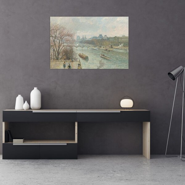 Tablou - Camille Pissarro, The Louvre, Afternoon, Rainy Weather, reproducere (90x60 cm)