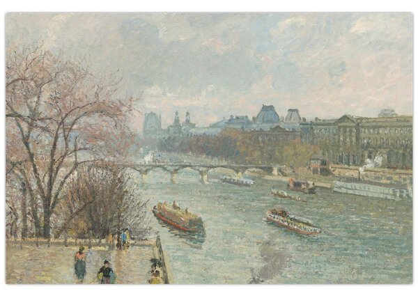 Tablou - Camille Pissarro, The Louvre, Afternoon, Rainy Weather, reproducere (90x60 cm)