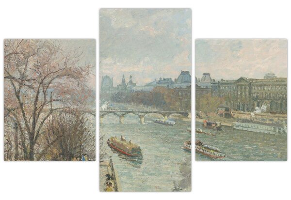 Tablou - Camille Pissarro, The Louvre, Afternoon, Rainy Weather, reproducere (90x60 cm)