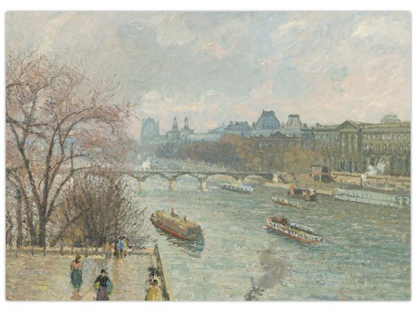 Tablou - Camille Pissarro, The Louvre, Afternoon, Rainy Weather, reproducere (70x50 cm)