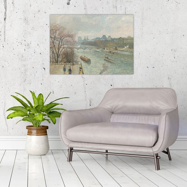 Tablou - Camille Pissarro, The Louvre, Afternoon, Rainy Weather, reproducere (70x50 cm)
