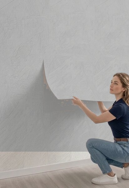 Panou flexibil autoadeziv – Tencuială Armonie structurală în Gri 120 × 60 cm