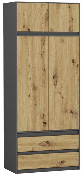 Dulap de haine Benika (antracit + artizanal). Promo -16%. 1151236