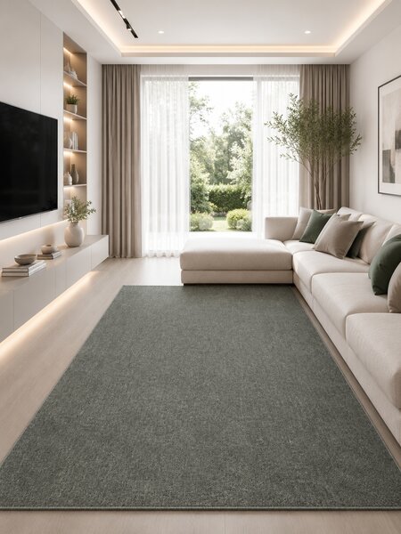 Covor Belgian Fargo 71501-040, Marime 80 x 150 cm, Verde, Inaltime Fir 7 mm, Antialergic, Polipropilena, Living, Dormitor, Sufragerie, Copii 80 x 150