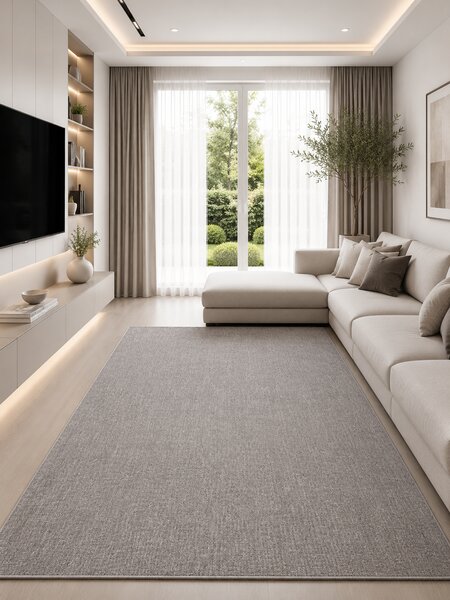 Covor Belgian Fargo 71501-070, Marime 80 x 150 cm, Gri, Inaltime Fir 7 mm, Antialergic, Polipropilena, Living, Dormitor, Sufragerie, Copii 80 x 150