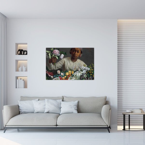 Tablou - Frédéric Bazille, Young Woman with Peonies, reproducere (90x60 cm)