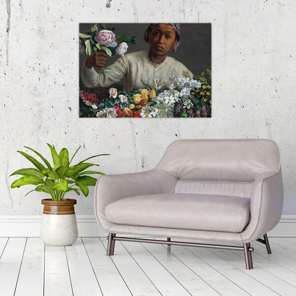 Tablou - Frédéric Bazille, Young Woman with Peonies, reproducere (70x50 cm)