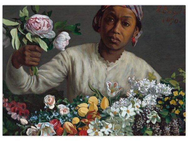 Tablou - Frédéric Bazille, Young Woman with Peonies, reproducere (70x50 cm)