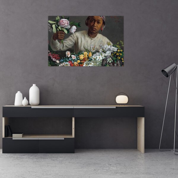 Tablou - Frédéric Bazille, Young Woman with Peonies, reproducere (90x60 cm)
