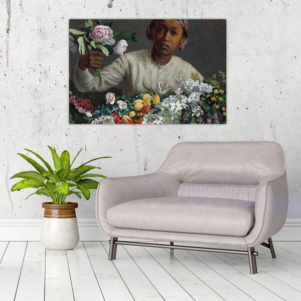 Tablou - Frédéric Bazille, Young Woman with Peonies, reproducere (90x60 cm)