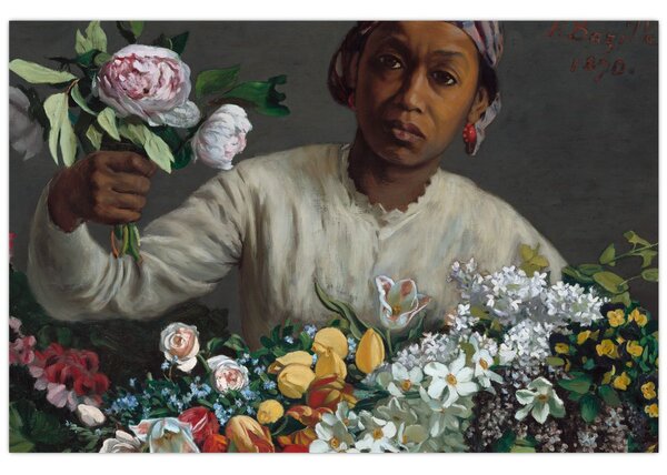Tablou - Frédéric Bazille, Young Woman with Peonies, reproducere (90x60 cm)