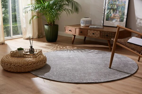 Covor Rotund Belgian Fargo 71501-070, Marime 120 x 120 cm, Gri, Inaltime Fir 7 mm, Antialergic, Polipropilena, Living, Dormitor, Sufragerie, Copii 120
