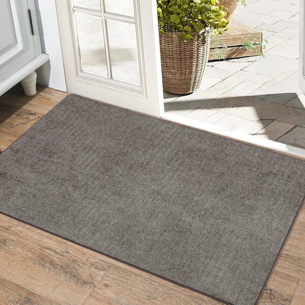 Covoraș Universal Antiderapant Wool, 45 75 cm, Poliester, Bază din Cauciuc, Gri 45 x 75