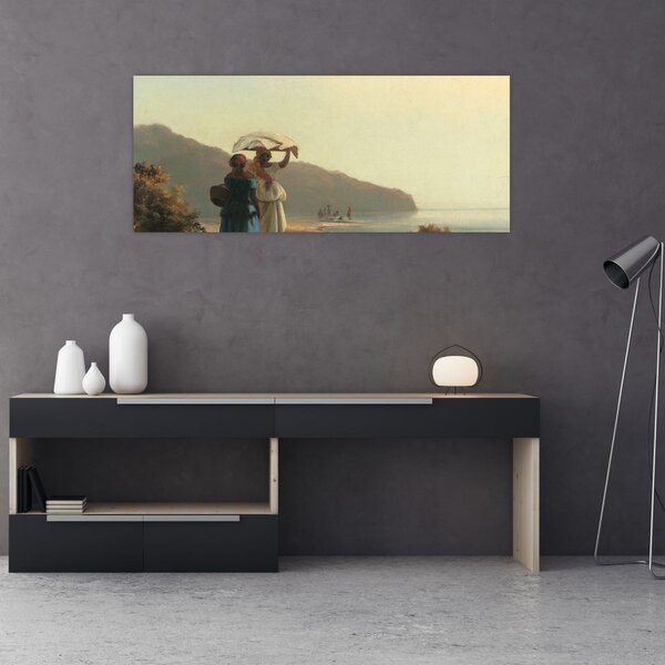 Tablou - Camille Pissarro, Two Women Chatting by the Sea, St. Thomas, reproducere (120x50 cm)