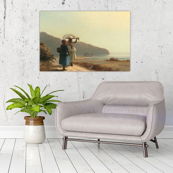 Tablou - Camille Pissarro, Two Women Chatting by the Sea, St. Thomas, reproducere (90x60 cm)