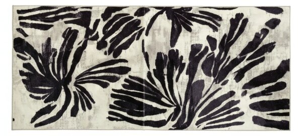 Covoraș Universal Antiderapant Plush Floral, Bej și Mov, Mărime 60 90 cm, Poliester, Grosime Totală 5 mm 60 x 90