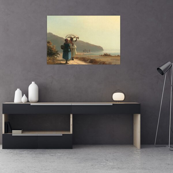 Tablou - Camille Pissarro, Two Women Chatting by the Sea, St. Thomas, reproducere (90x60 cm)