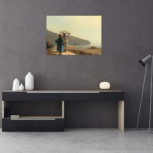 Tablou - Camille Pissarro, Two Women Chatting by the Sea, St. Thomas, reproducere (70x50 cm)