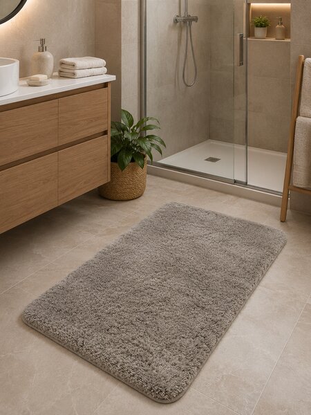 Covoraș Universal Antiderapant Comfort, Bej, Mărime 60 100 cm, Poliester, Lungime Fir 20 mm, Grosime Totală 22 mm 60 x 100
