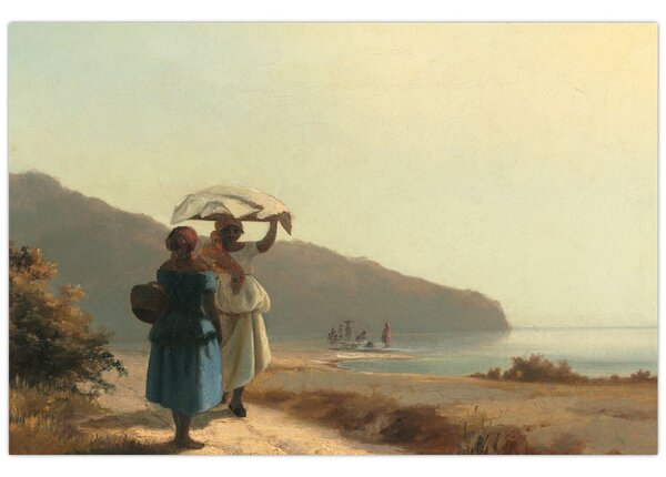 Tablou - Camille Pissarro, Two Women Chatting by the Sea, St. Thomas, reproducere (90x60 cm)