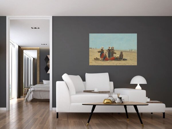 Tablou - Eugène Boudin, Women on the Beach at Berck, reproducere (90x60 cm)