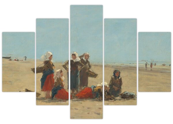 Tablou - Eugène Boudin, Women on the Beach at Berck, reproducere (150x105 cm)