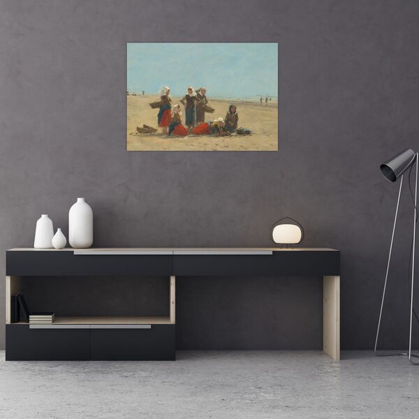 Tablou - Eugène Boudin, Women on the Beach at Berck, reproducere (70x50 cm)