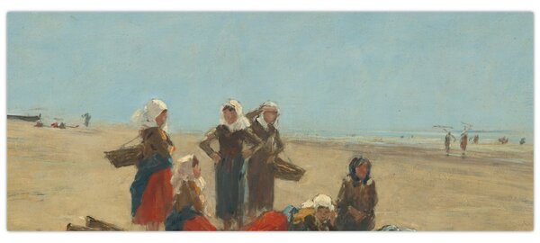 Tablou - Eugène Boudin, Women on the Beach at Berck, reproducere (120x50 cm)
