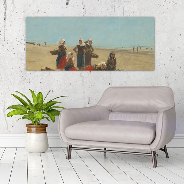 Tablou - Eugène Boudin, Women on the Beach at Berck, reproducere (120x50 cm)