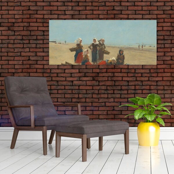 Tablou - Eugène Boudin, Women on the Beach at Berck, reproducere (120x50 cm)