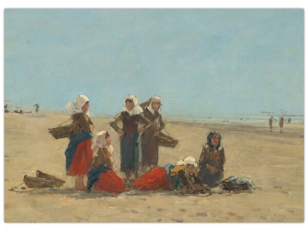 Tablou - Eugène Boudin, Women on the Beach at Berck, reproducere (70x50 cm)