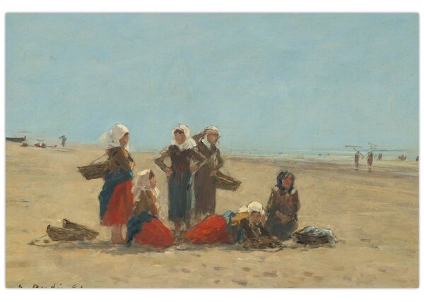 Tablou - Eugène Boudin, Women on the Beach at Berck, reproducere (90x60 cm)