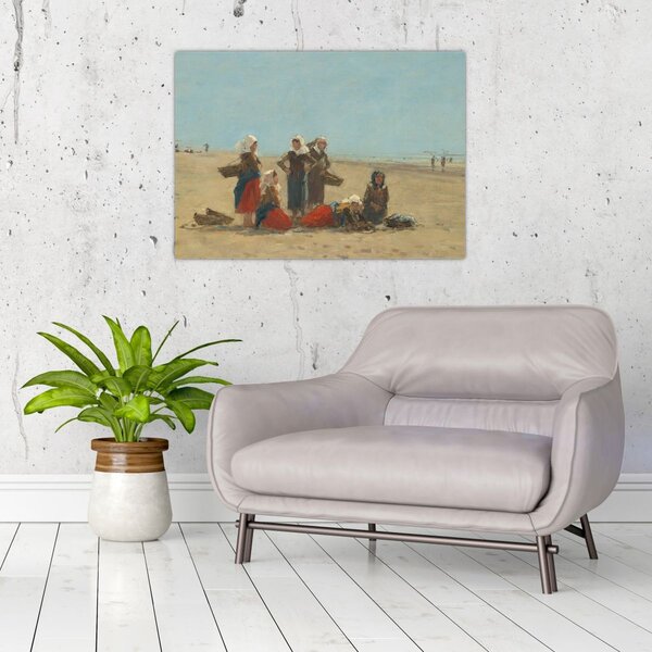 Tablou - Eugène Boudin, Women on the Beach at Berck, reproducere (70x50 cm)