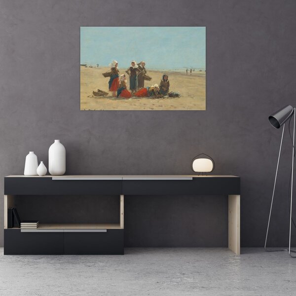 Tablou - Eugène Boudin, Women on the Beach at Berck, reproducere (90x60 cm)