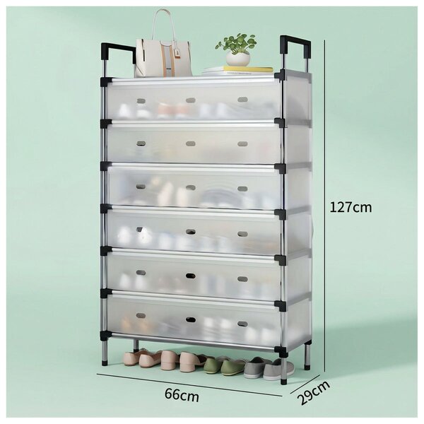 Pantofar cu 6 Niveluri și Uși Rabatabile Anti-Praf, 127 cm