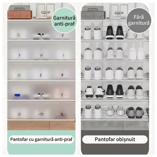 Pantofar cu 6 Niveluri și Uși Rabatabile Anti-Praf, 127 cm