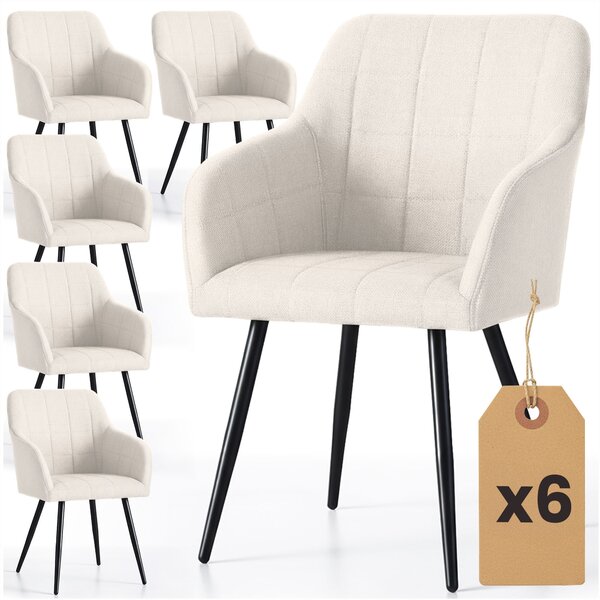 Set 6 scaune de sufragerie Luxemburg (crem + negru). Promo -13%. 1152289