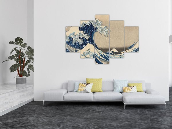 Tablou - Katsushika Hokusai, Under the Wave off Kanagawa, reproducere (150x105 cm)