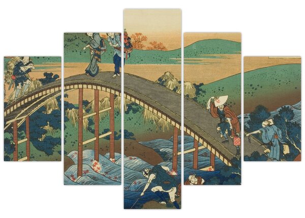 Tablou - Katsushika Hokusai, Ariwara no Narihirafrom the series One Hundred, Poems Explained by the Nurse (Hyakunin isshu uba ga etoki), reproducere (150x105 cm)