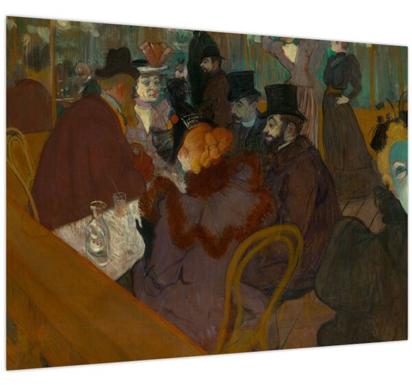 Tablou pe sticlă - Henri de Toulouse-Lautrec, At the Moulin Rouge, reproducere (70x50 cm)