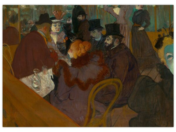 Tablou pe sticlă - Henri de Toulouse-Lautrec, At the Moulin Rouge, reproducere (70x50 cm)
