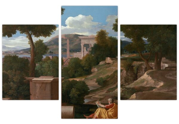 Tablou - Nicolas Poussin, Landscape with Saint John on Patmos, reproducere (90x60 cm)
