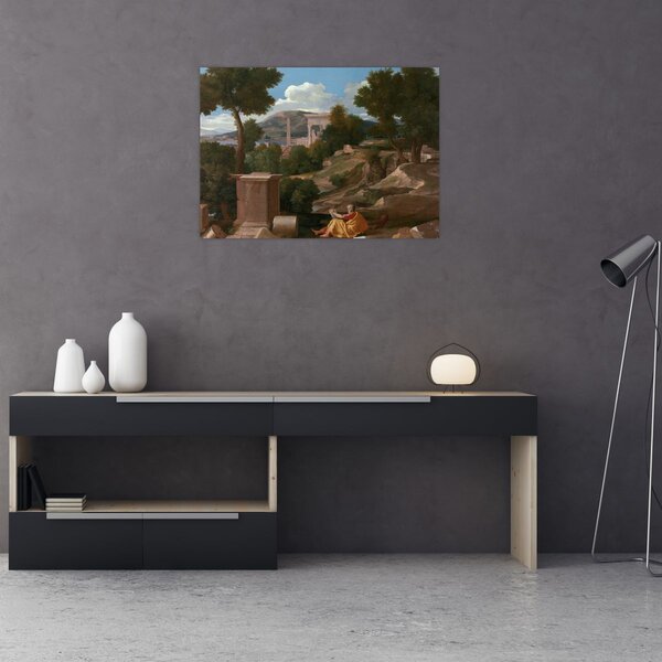 Tablou - Nicolas Poussin, Landscape with Saint John on Patmos, reproducere (70x50 cm)