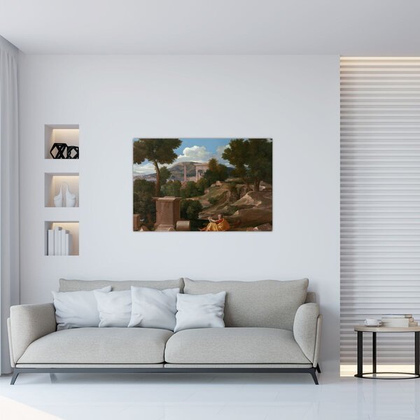 Tablou - Nicolas Poussin, Landscape with Saint John on Patmos, reproducere (90x60 cm)