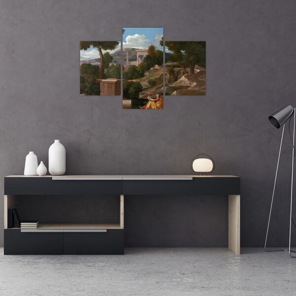 Tablou - Nicolas Poussin, Landscape with Saint John on Patmos, reproducere (90x60 cm)