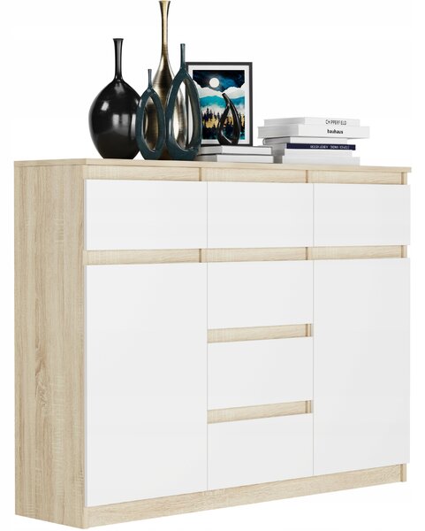 Comodă Raunia (stejar sonoma + alb). Promo -12%. 1151541