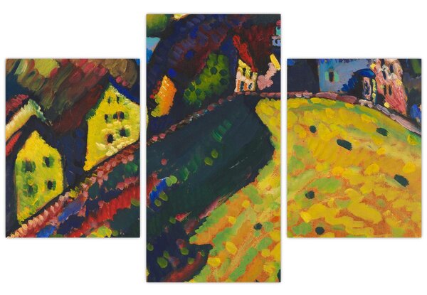 Tablou - Vasily Kandinsky, Houses at Murnau, reproducere (90x60 cm)