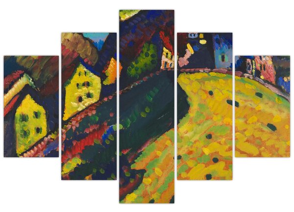 Tablou - Vasily Kandinsky, Houses at Murnau, reproducere (150x105 cm)