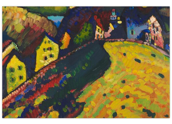 Tablou - Vasily Kandinsky, Houses at Murnau, reproducere (90x60 cm)
